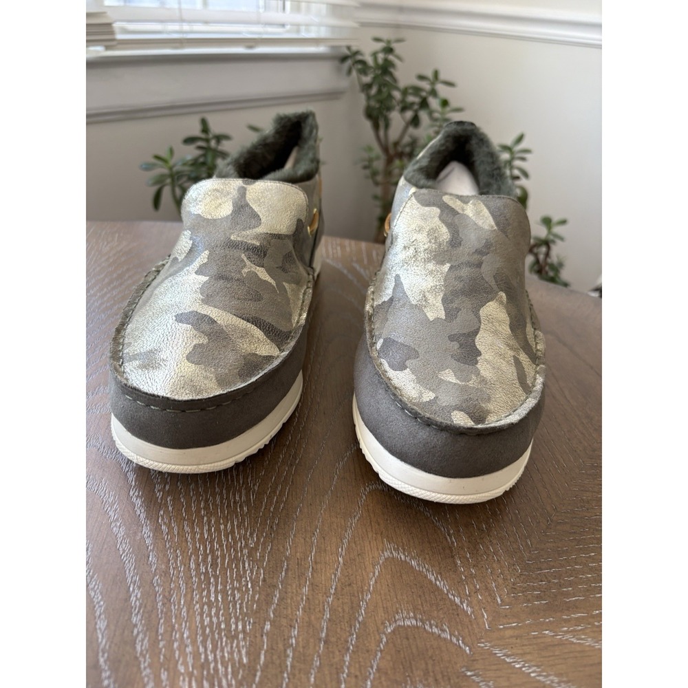 Sperry Moc-Sider Metallic Camo Olive Womens Slip On Shoes STS86941 Size 11M